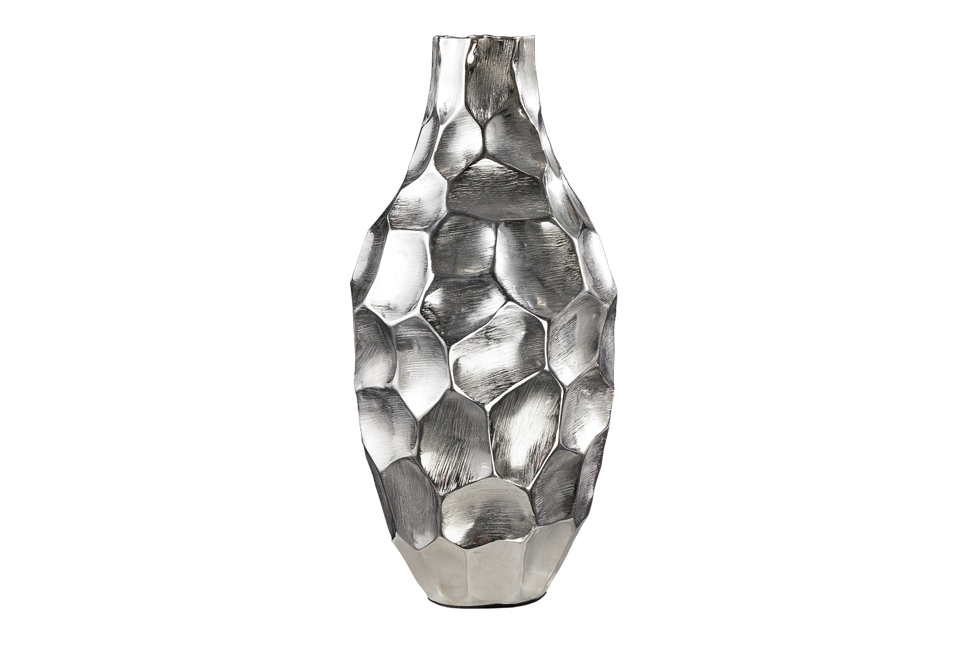 Vase Organic Orient 45cm Hammered Metal Silver