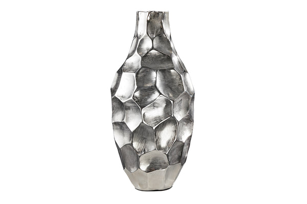Vase Organic Orient 45cm Hammered Metal Silver