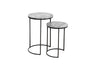 Set Of 2 Round Side Tables Elements 45cm/55cm Marble Grey