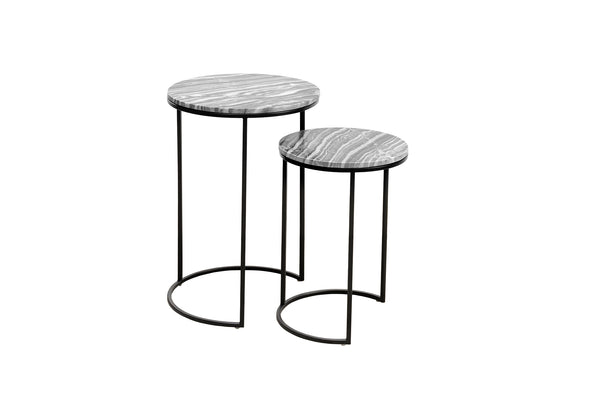 Side Table Elements Set of 2 Marble Grey
