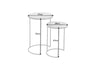 Set Of 2 Round Side Tables Elements 45cm/55cm Marble Grey