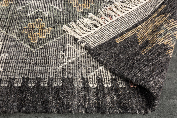 Hand-woven Rug Ethno 230x160cm 100% Wool Grey