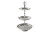 Three Tier Cake Stand Orient 50x26cm Hammered Metal Silver