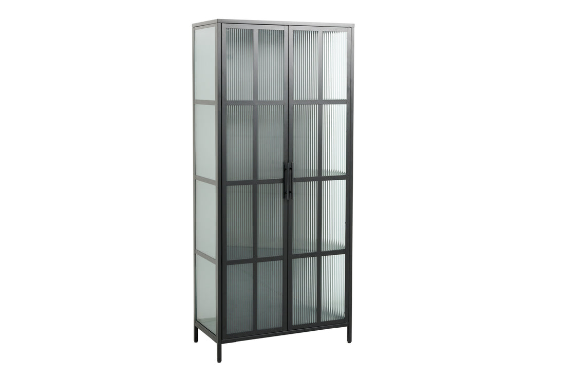 Cabinet Dura 180cm Ribbed Glass Metal Black