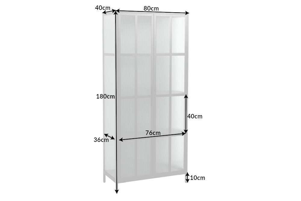 Cabinet Dura 180cm Ribbed Glass Metal Black