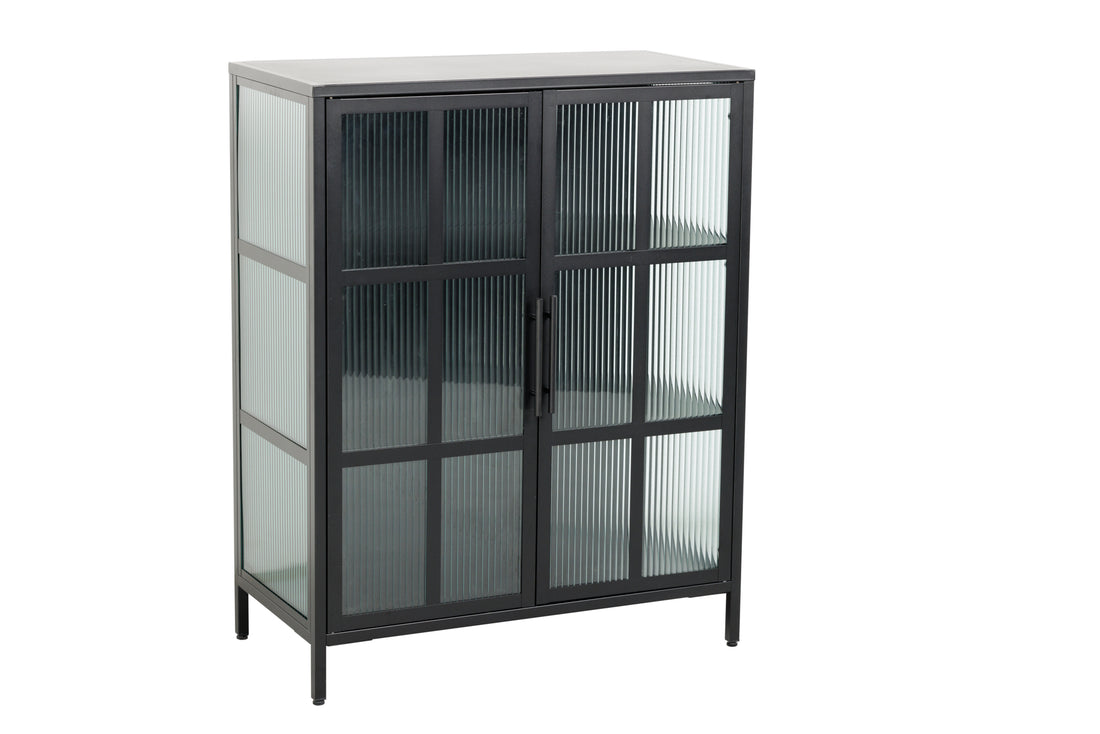 Cabinet Dura 102cm Ribbed Glass Metal Black