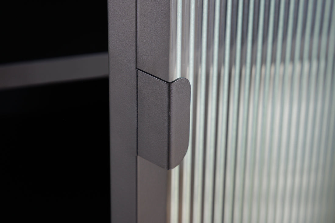 Cabinet Dura 150cm Ribbed Glass Metal Black