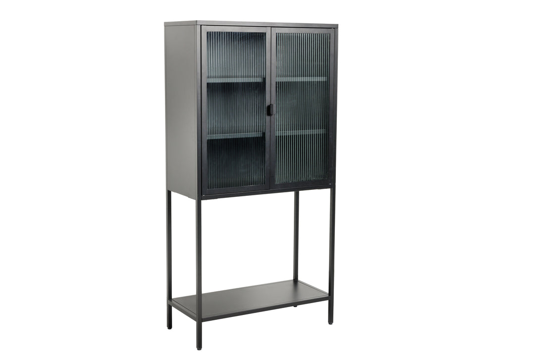 Cabinet Dura 150cm Ribbed Glass Metal Black