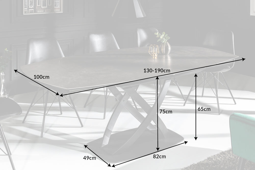 Extendable Dining Table Astral 130-190cm Ceramic Anthracite