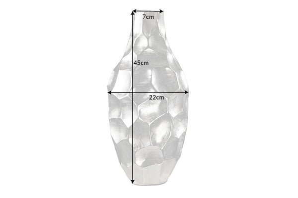 Vase Organic Orient 45cm Hammered Metal Silver