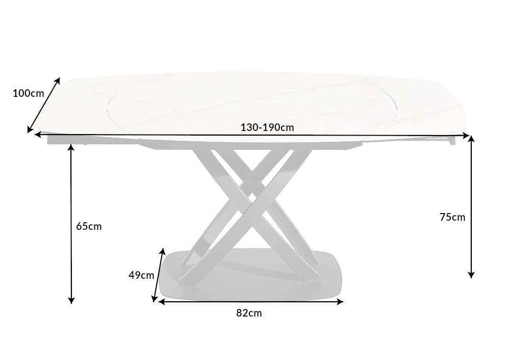 Dining Table Astral 130-190cm Ceramic White