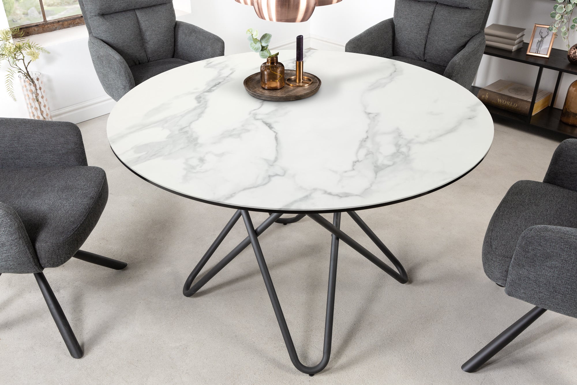 Dining Table Horizon 120cm Ceramics White Marble