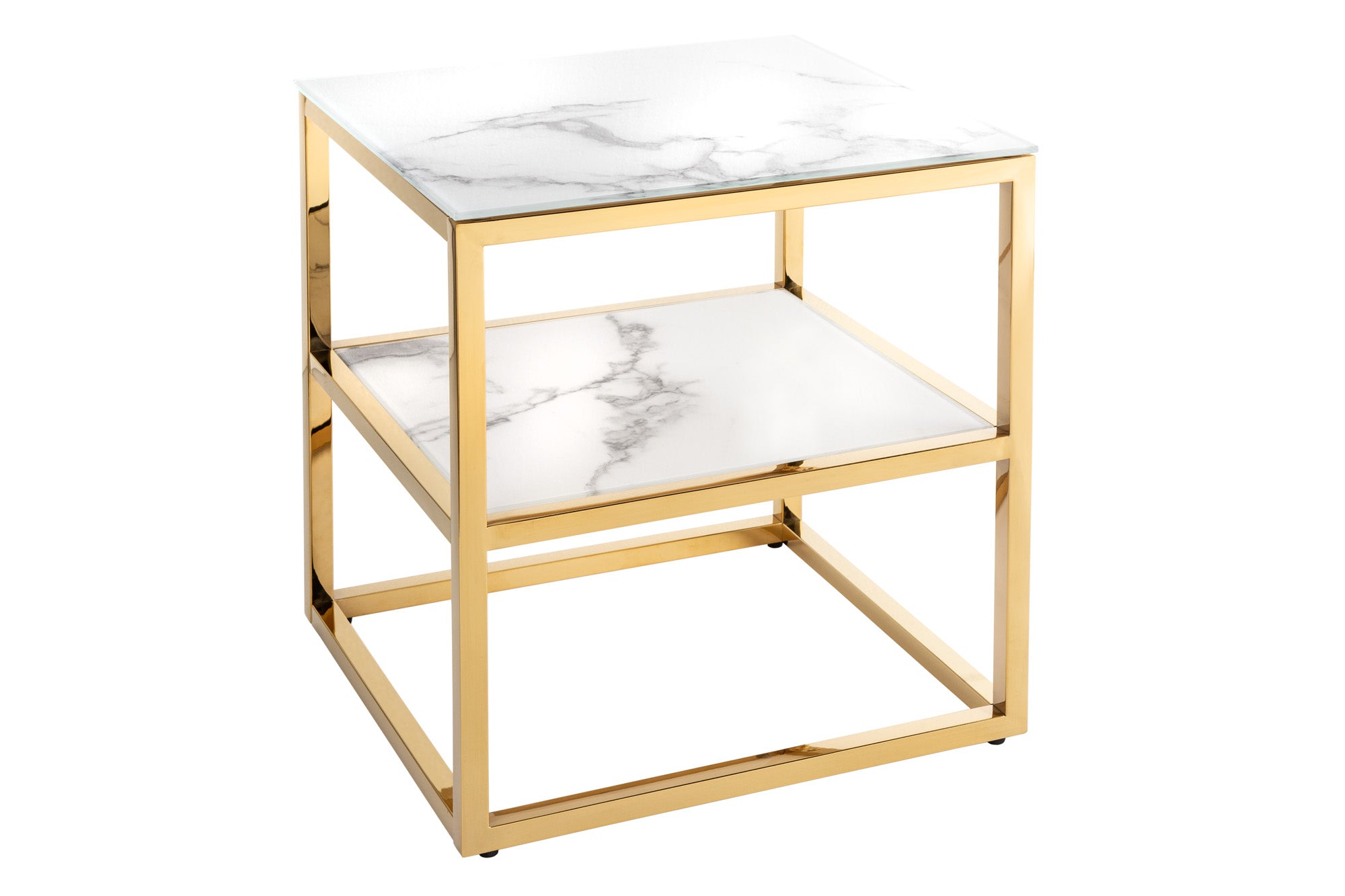 Side Table Elegance 45cm White Marble Gold