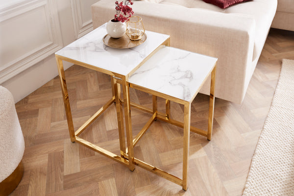 White and hot sale gold marble table