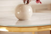 Side Table Elegance Set of 2 White Marble Gold Round