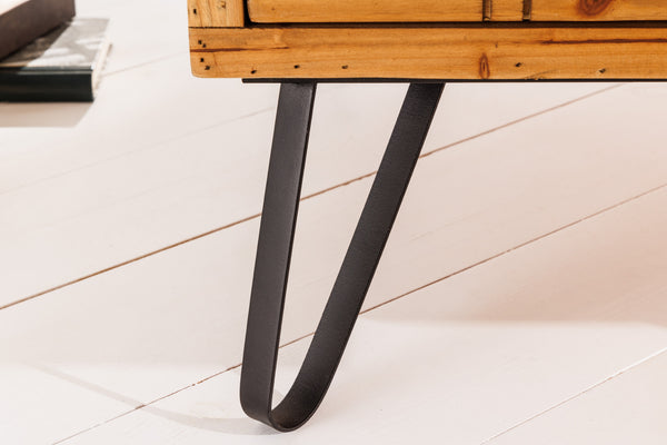 Coffee Table Galileo 100cm Fir Wood Glass with Drawers