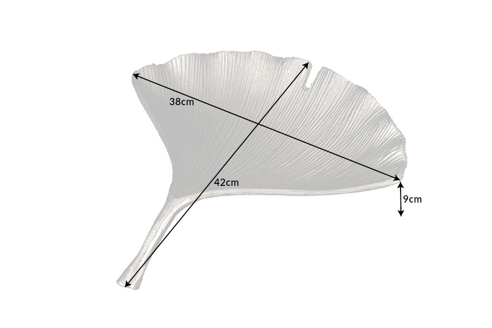 Decorative Bowl Ginkgo 42cm Metal Silver