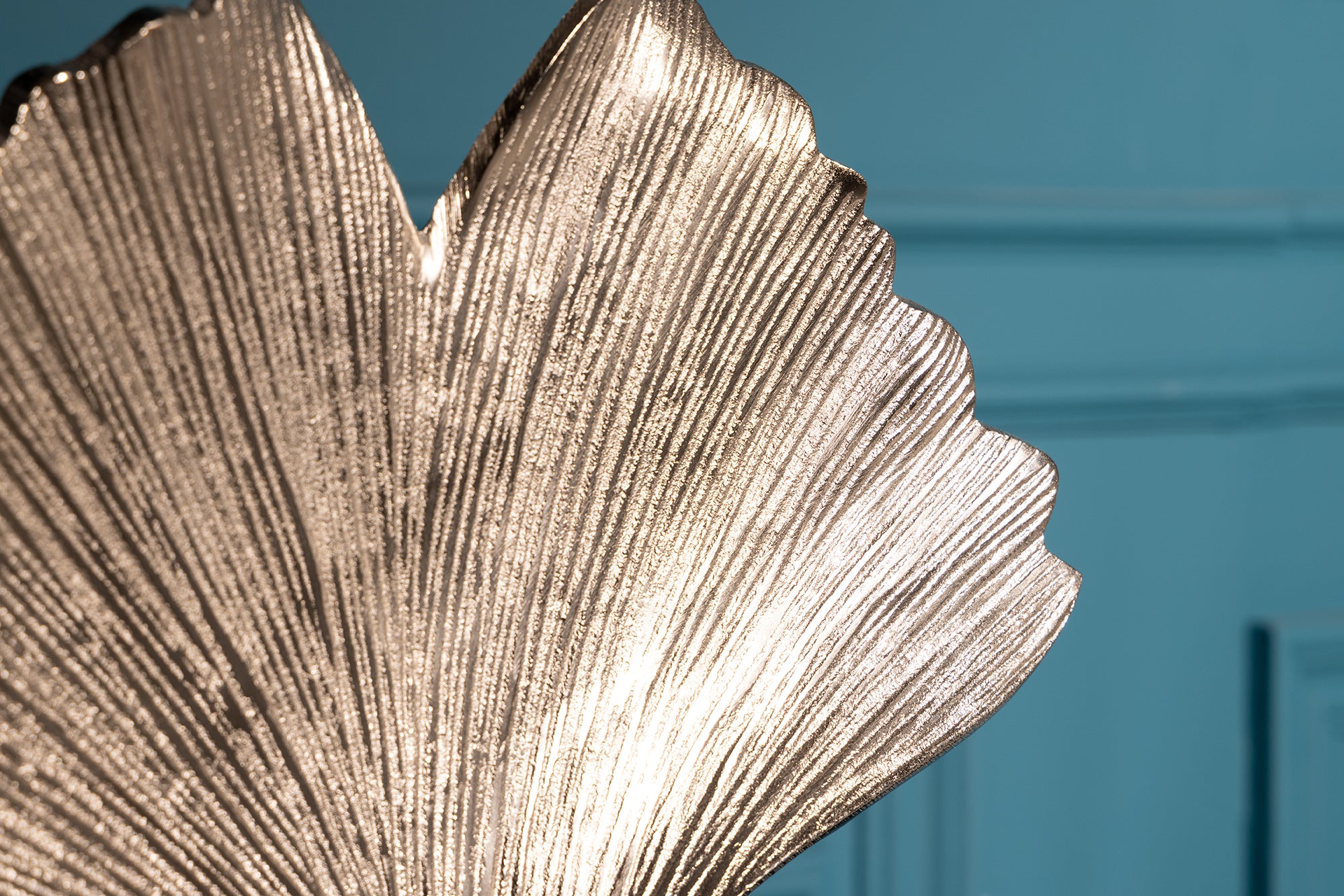 Decorative Sculpture Ginkgo 44cm Metal Silver
