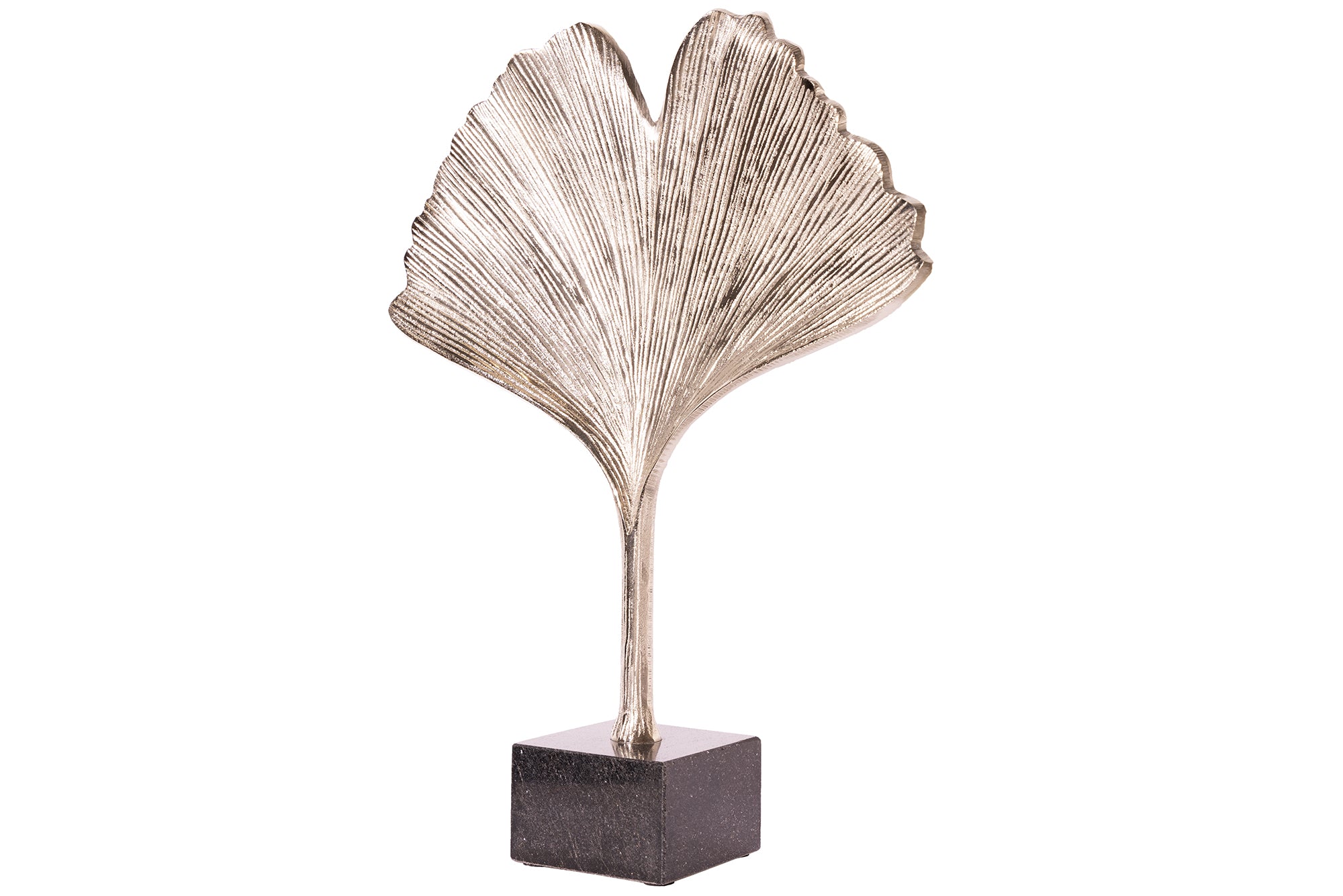 Decorative Sculpture Ginkgo 44cm Metal Silver
