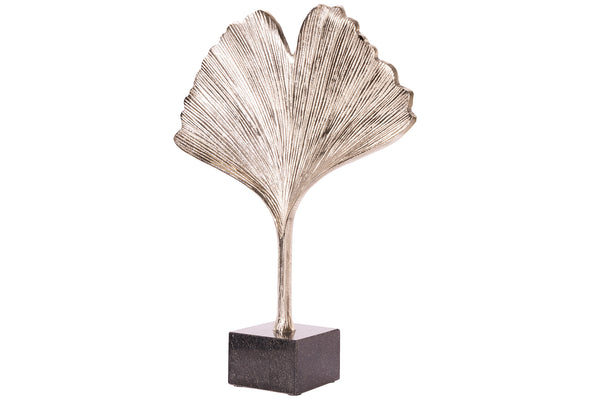 Decorative Sculpture Ginkgo 44cm Metal Silver
