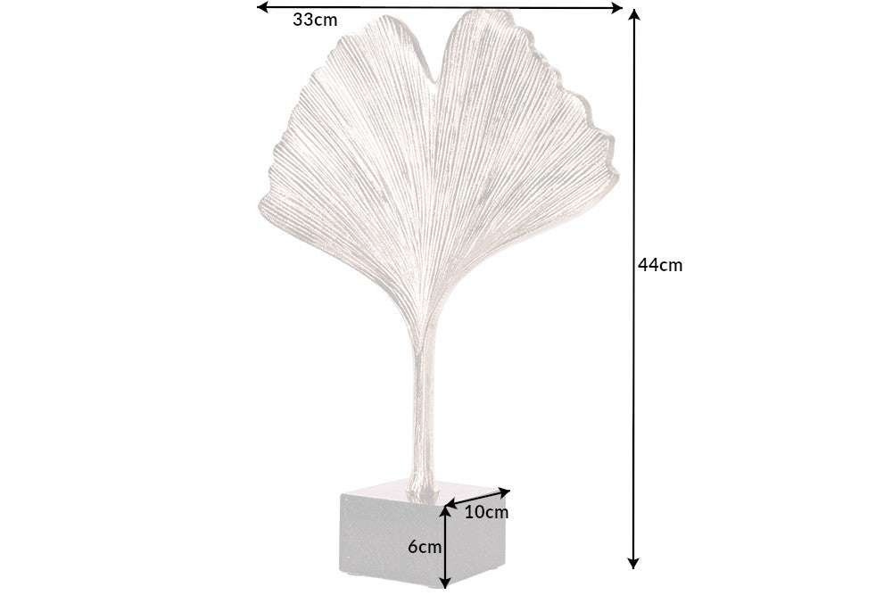 Decorative Sculpture Ginkgo 44cm Metal Silver