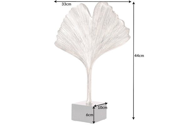Decorative Sculpture Ginkgo 44cm Metal Silver