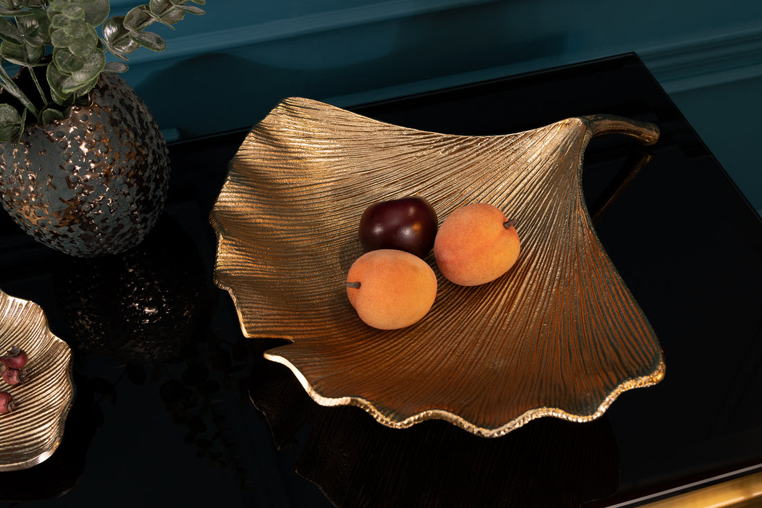 Decorative Bowl Ginkgo 42cm Metal Gold