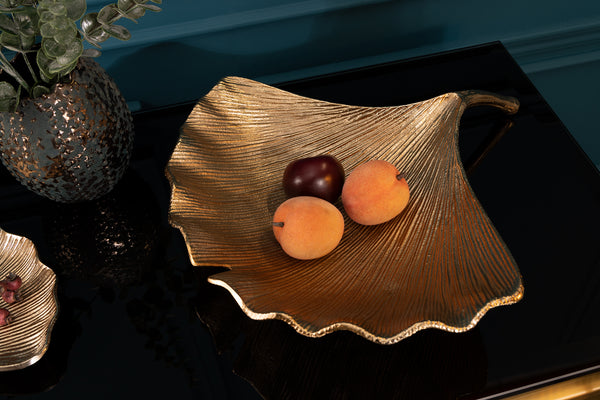 Decorative Bowl Ginkgo 42cm Metal Gold