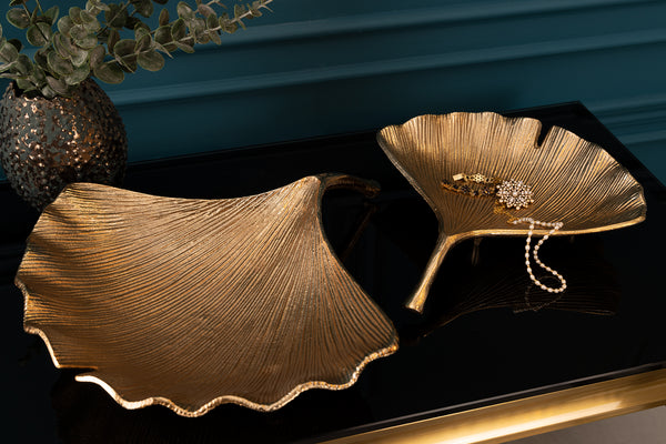 Decorative Bowl Ginkgo 42cm Metal Gold