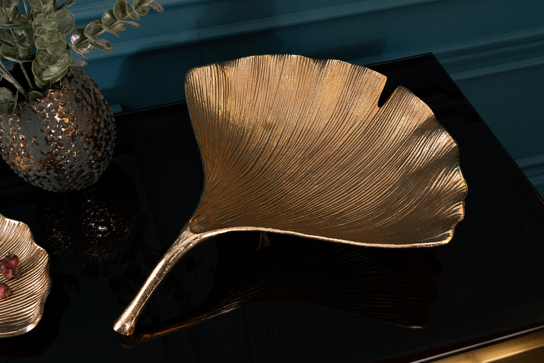 Decorative Bowl Ginkgo 42cm Metal Gold