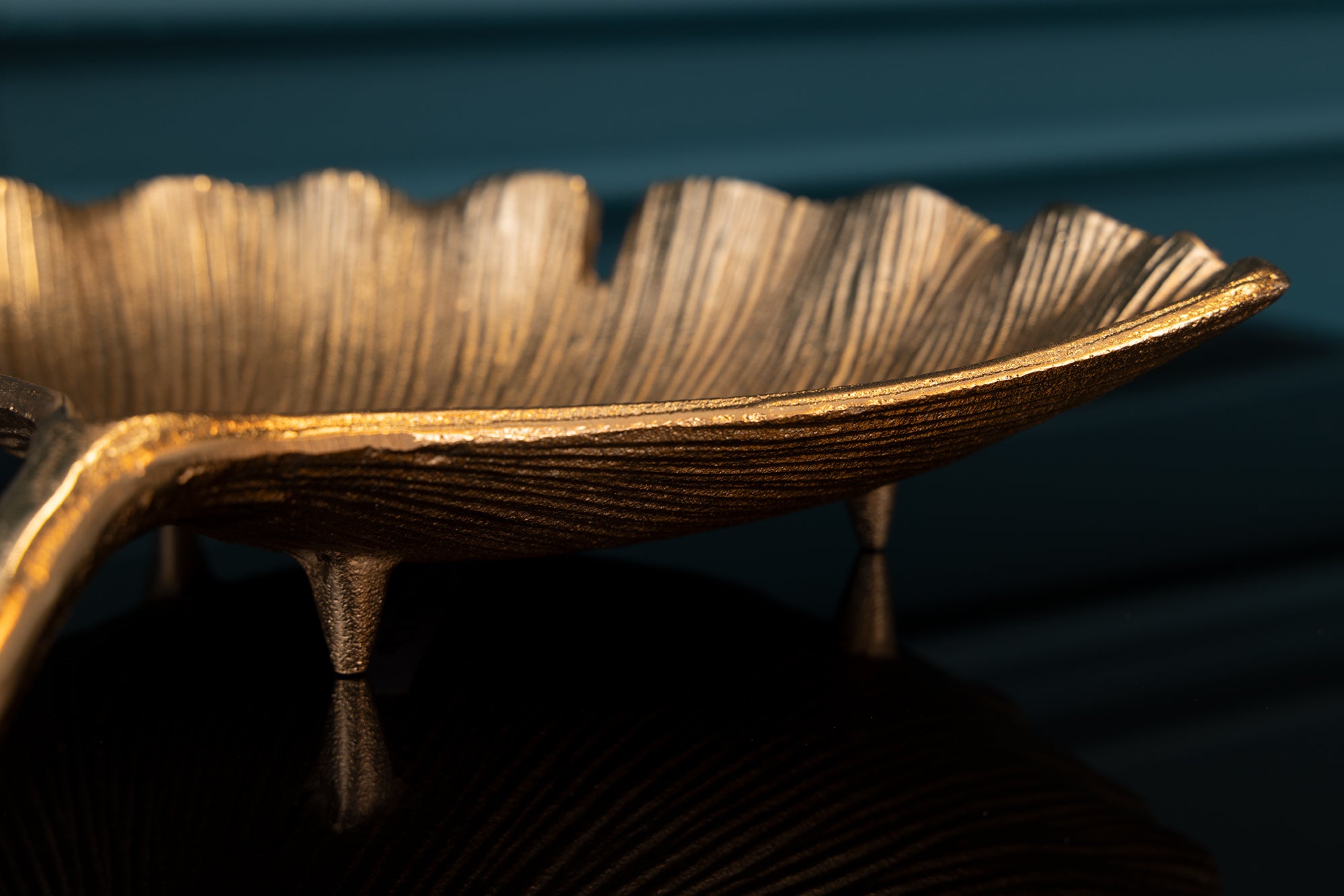 Decorative Bowl Ginkgo 33cm Metal Gold