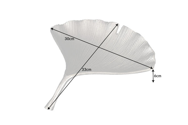 Decorative Bowl Ginkgo 33cm Metal Silver