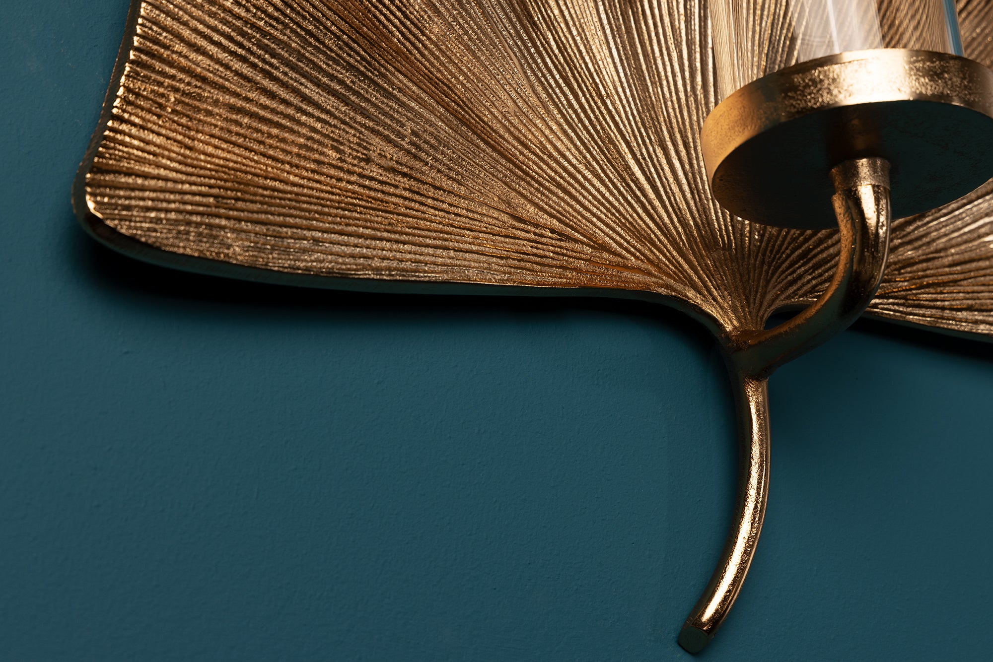 Decorative Wall Candlestick Ginkgo 44cm Metal Gold