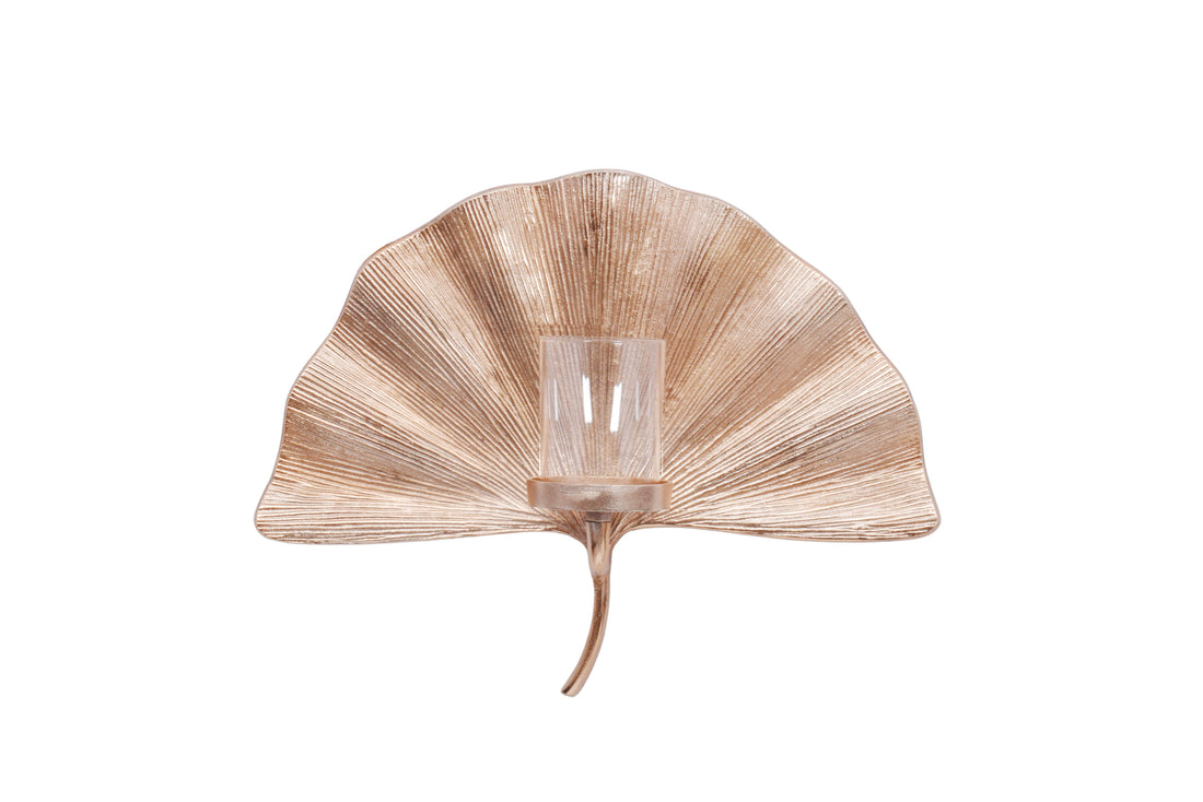 Decorative Wall Candlestick Ginkgo 44cm Metal Gold