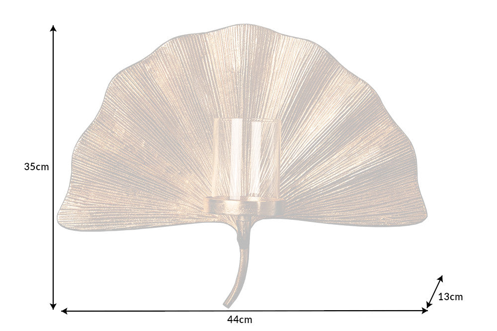 Decorative Wall Candlestick Ginkgo 44cm Metal Gold