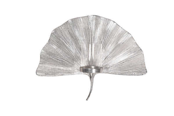 Decorative Wall Candlestick Ginkgo 44cm Metal Silver