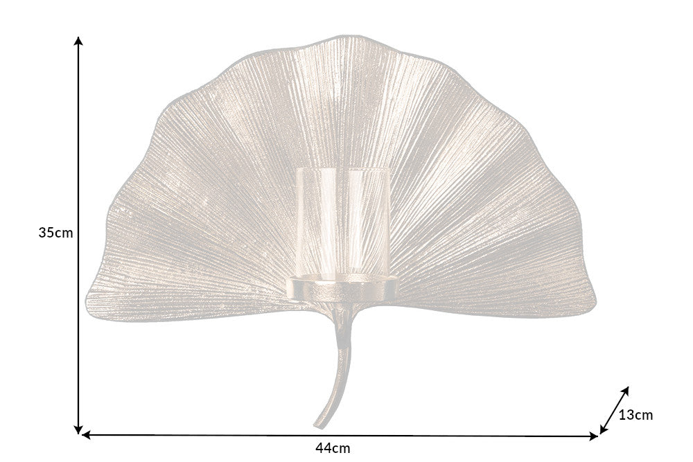 Decorative Wall Candlestick Ginkgo 44cm Metal Silver