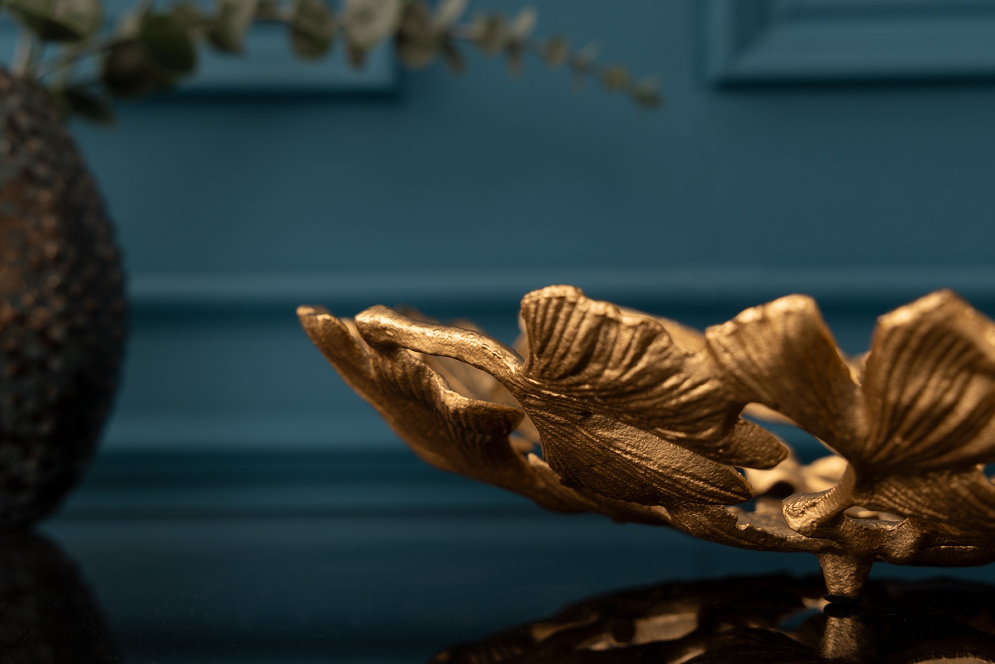 Decorative Bowl Ginkgo 50cm Metal Gold