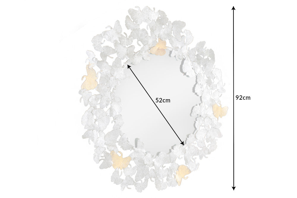 Mirror Ginkgo Leaves 92cm Metal Silver Gold
