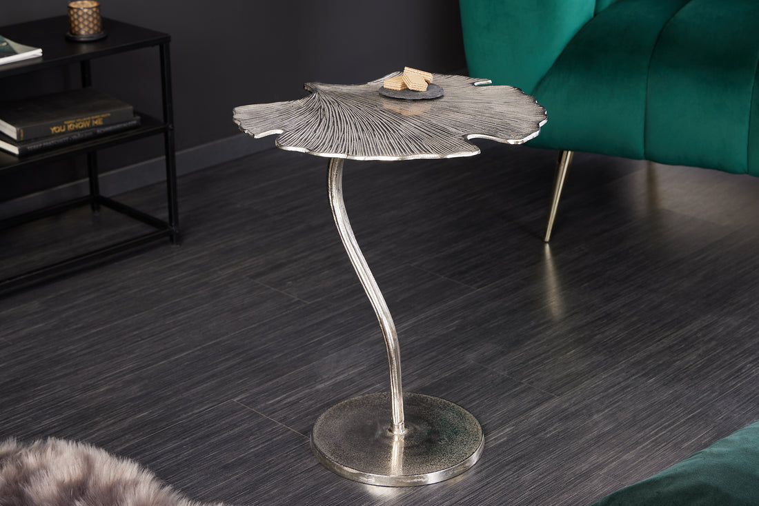 Side Table Ginkgo 53cm Silver Aluminium