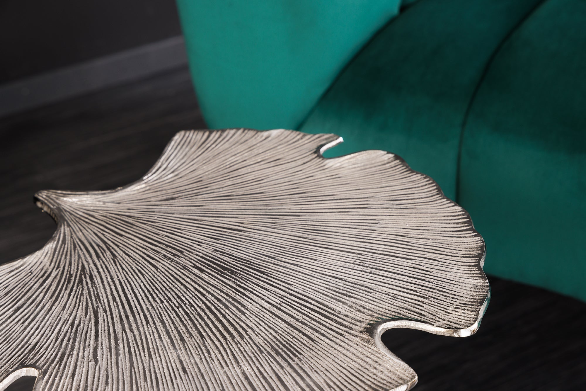 Side Table Ginkgo 55cm Metal Silver