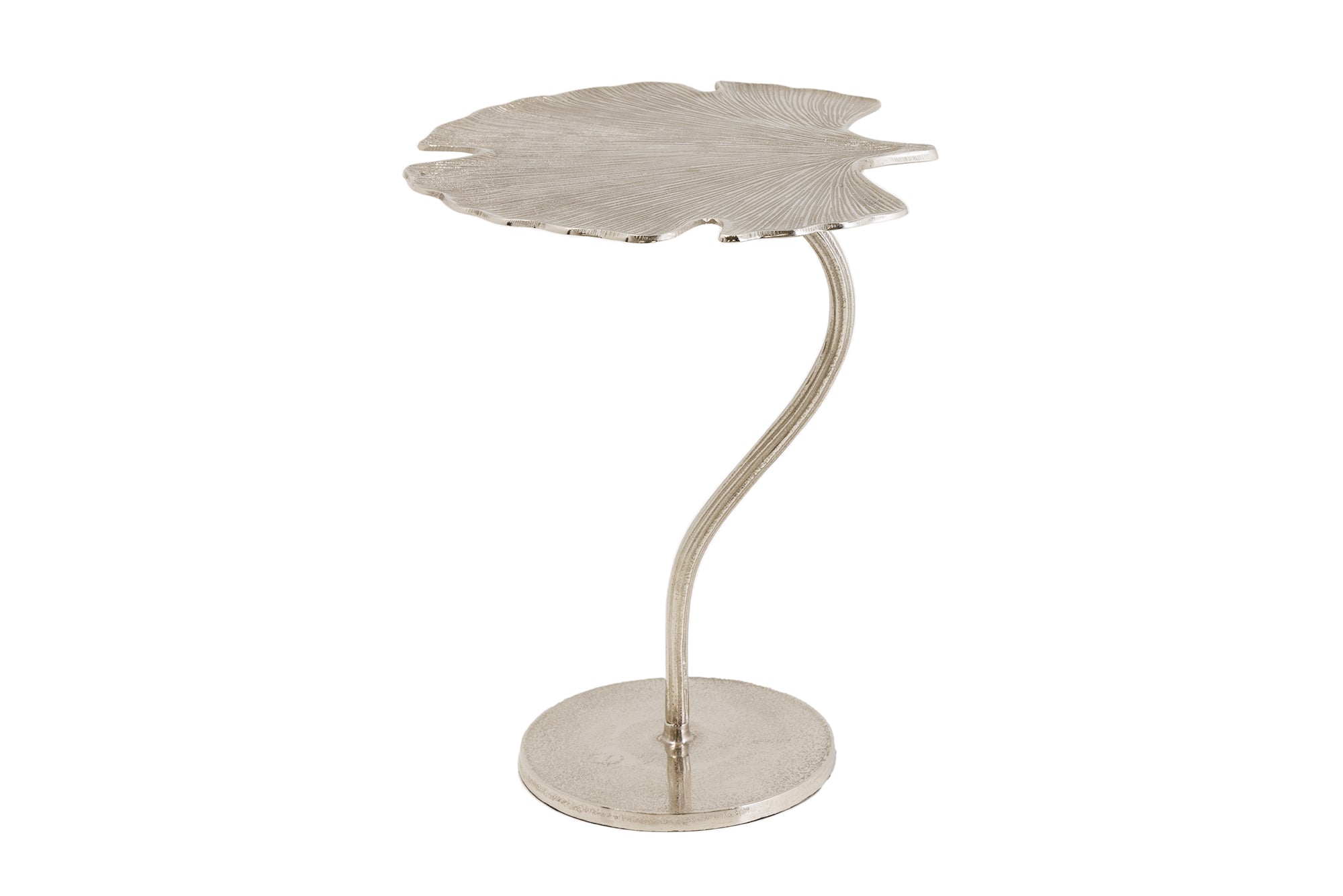 Side Table Ginkgo 55cm Metal Silver