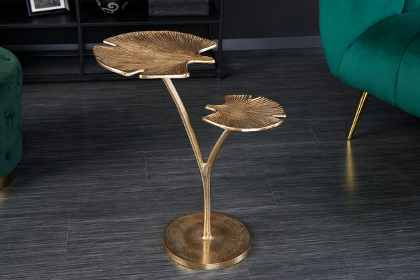 Side Table Ginkgo Double 56cm Gold Aluminium