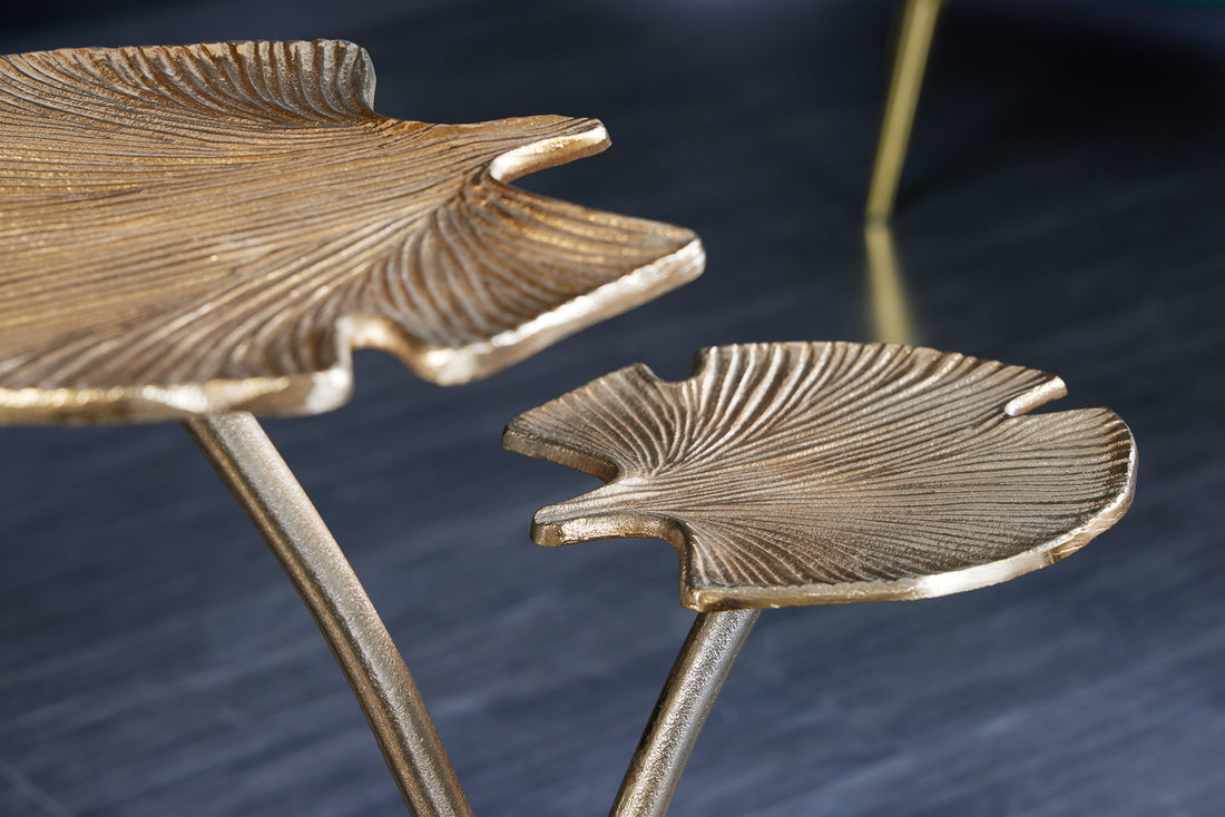 Side Table Ginkgo Double 56cm Metal Gold
