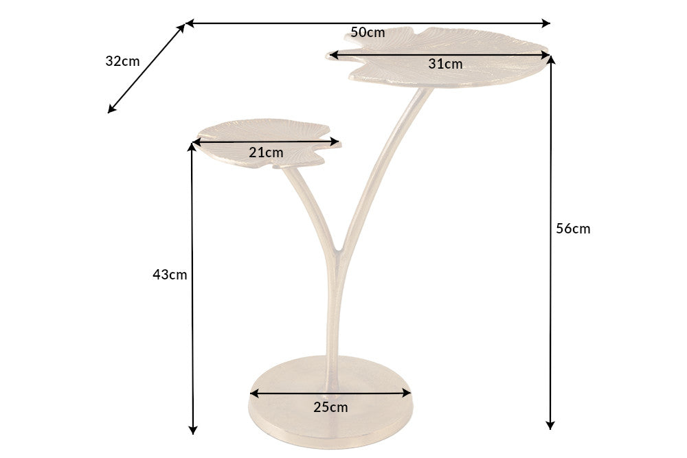 Side Table Ginkgo Double 56cm Metal Gold