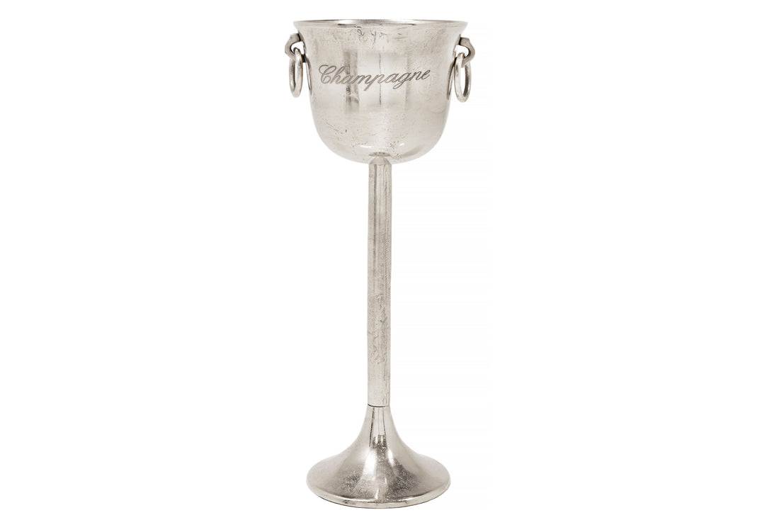 Champagne Cooler 80cm Metal Antique Silver