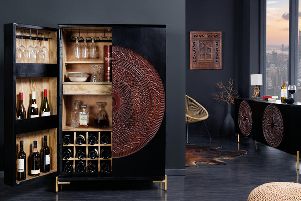 Bar Cabinet Lotus 141cm Mango Wood Black