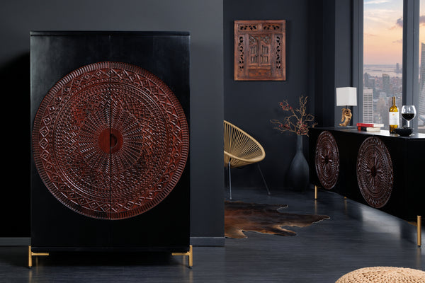 Bar Cabinet Lotus 141cm Mango Wood Black