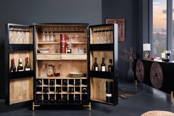 Bar Cabinet Lotus 141cm Mango Wood Black