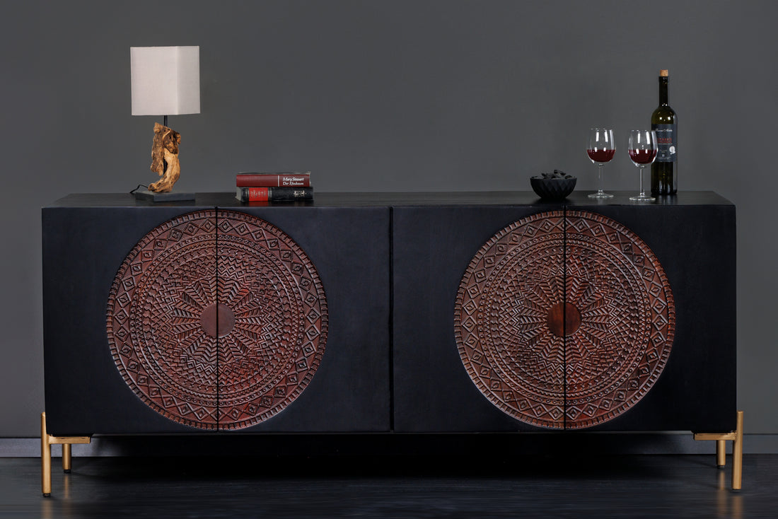 Sideboard Lotus 160cm Mango Wood Black